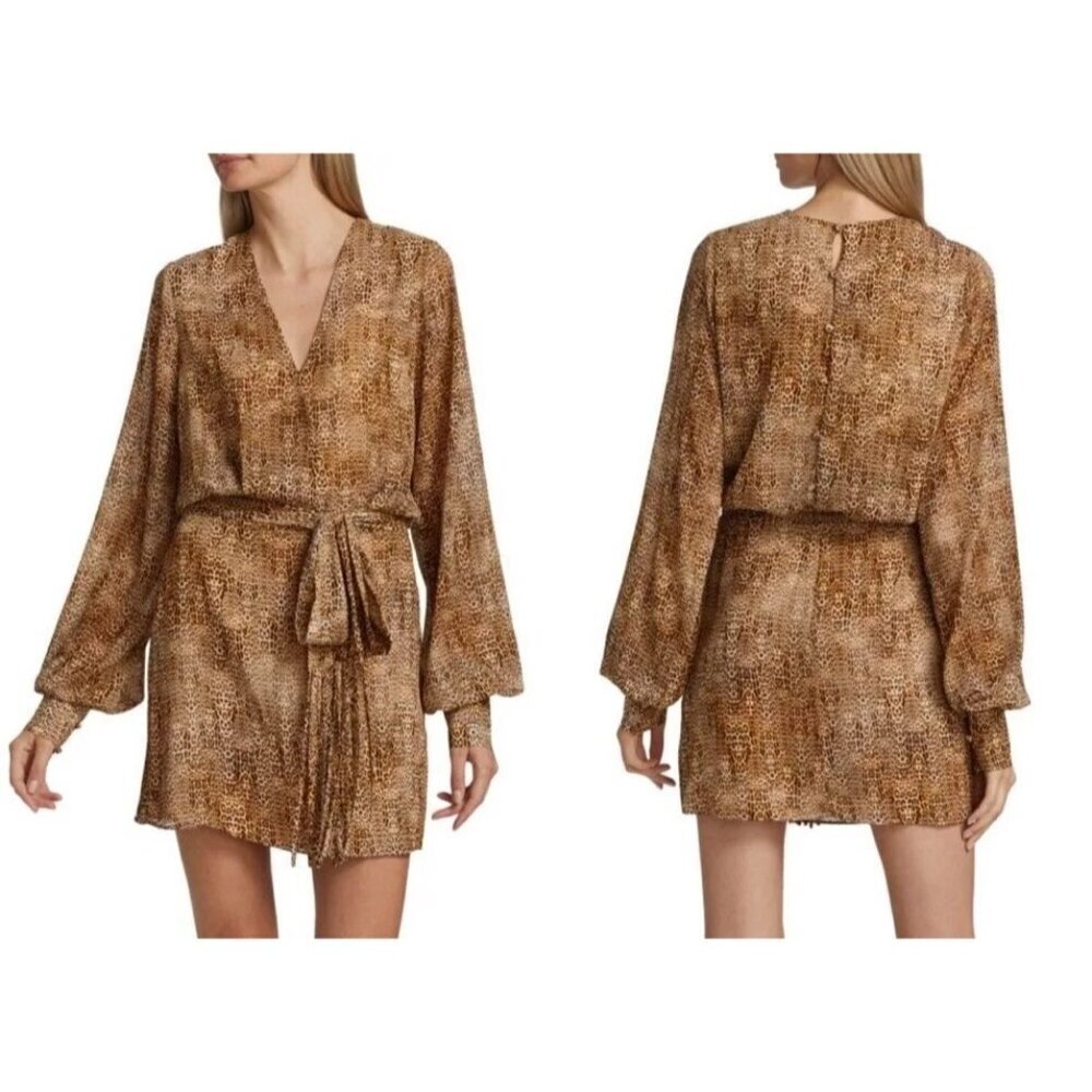 Alexis Dula Dress in Animal Print XSmall New Womens Faux Wrap Mini - Picture 12 of 16